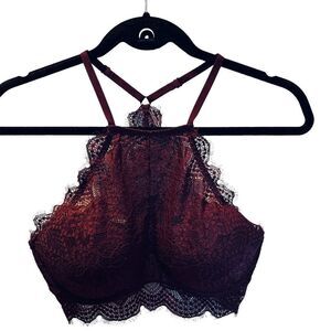PINK Racerback Lace Bra Dark Burgundy Push Up Size M(A-C)